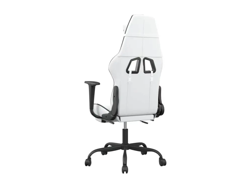 Chaise de jeu avec repose-pied Blanc et noir Similicuir