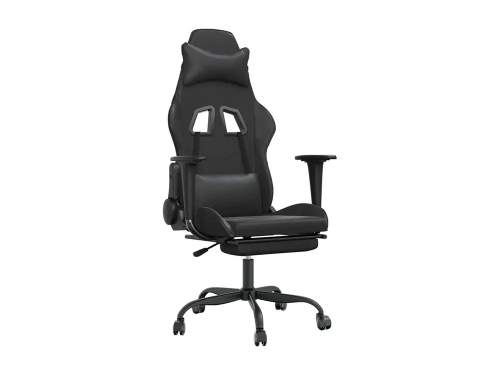 Chaise de jeu de massage avec repose-pied Noir Similicuir