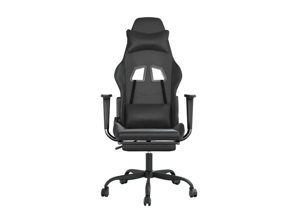 Chaise de jeu de massage avec repose-pied Noir Similicuir