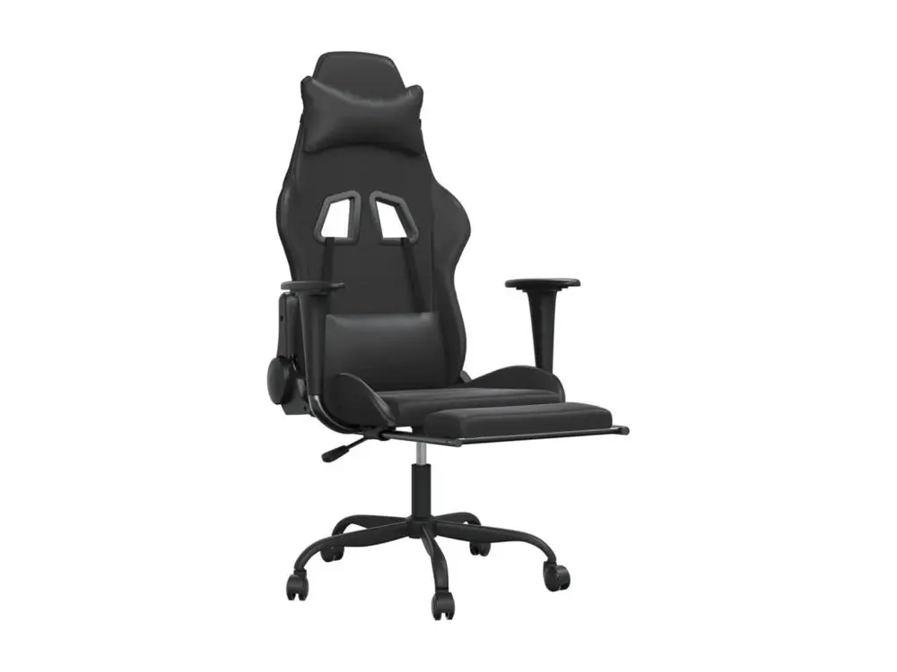 Chaise de jeu de massage avec repose-pied Noir Similicuir