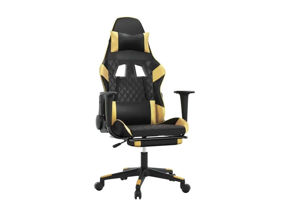 Chaise de jeu de massage avec repose-pied Noir&Doré Similicuir