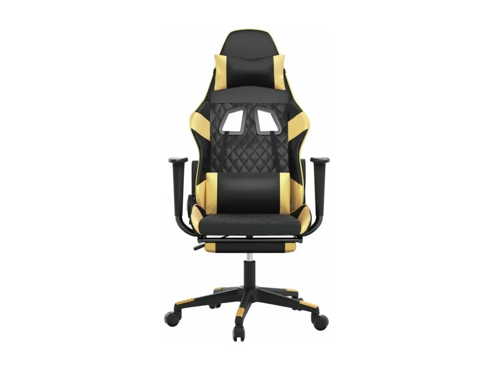 Chaise de jeu de massage avec repose-pied Noir&Doré Similicuir