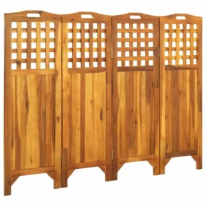 Cloison de séparation 4 panneaux 161x2x120 Bois d'acacia