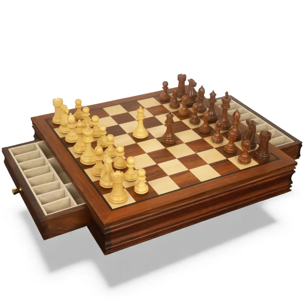 Combo 20” Legacy Golden Rosewood Chess Board 4.1" Staunton Chess Pieces