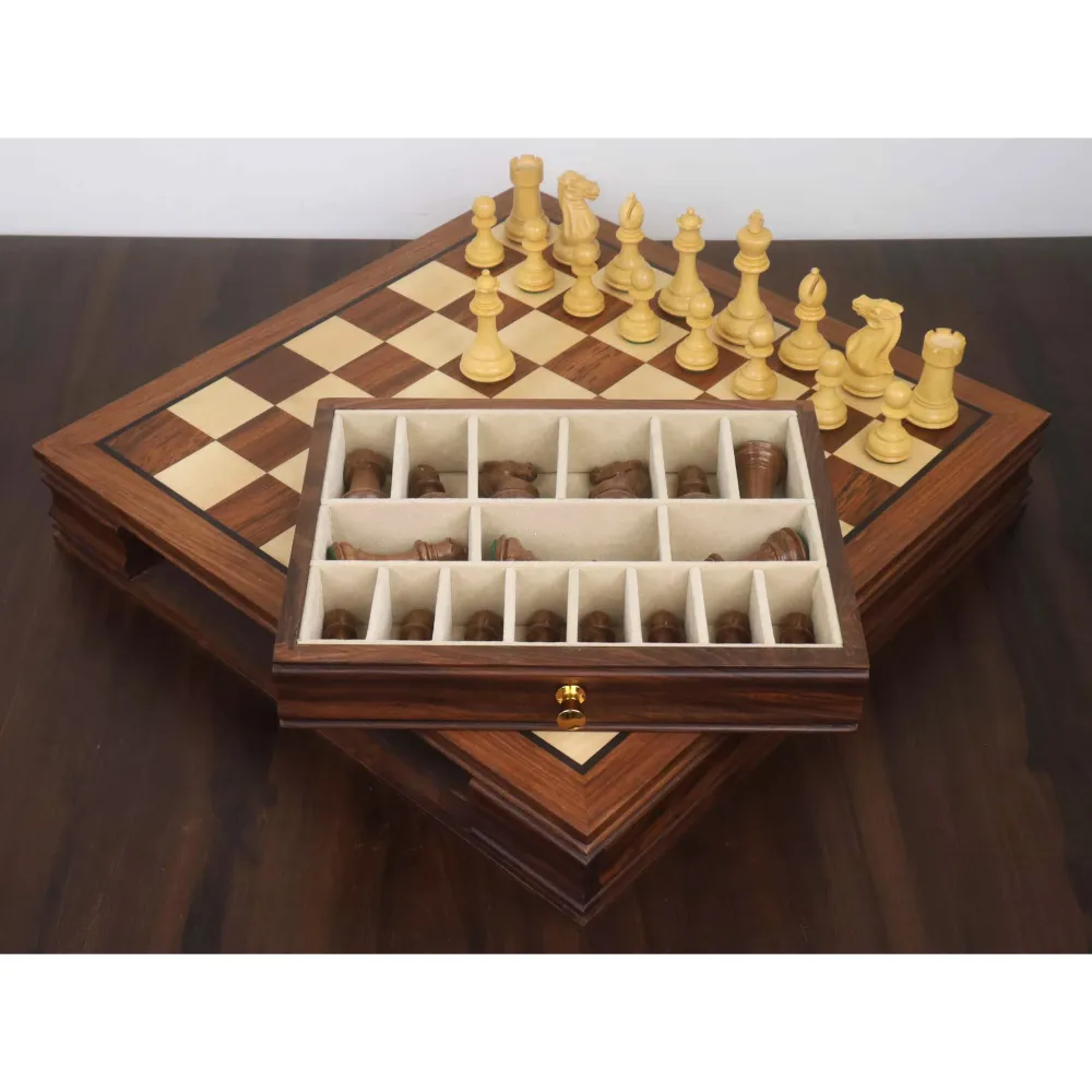 Combo 20” Legacy Golden Rosewood Chess Board 4.1" Staunton Chess Pieces