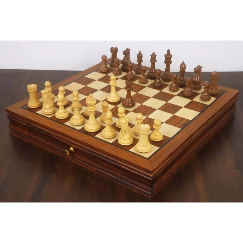 Combo 20” Legacy Golden Rosewood Chess Board 4.1" Staunton Chess Pieces