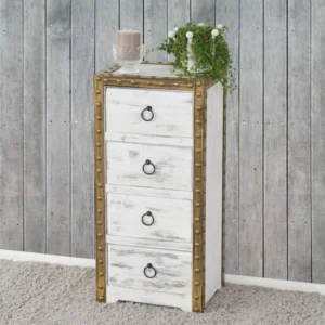 Commode Ambato 4 tiroirs look shabby, blanc
