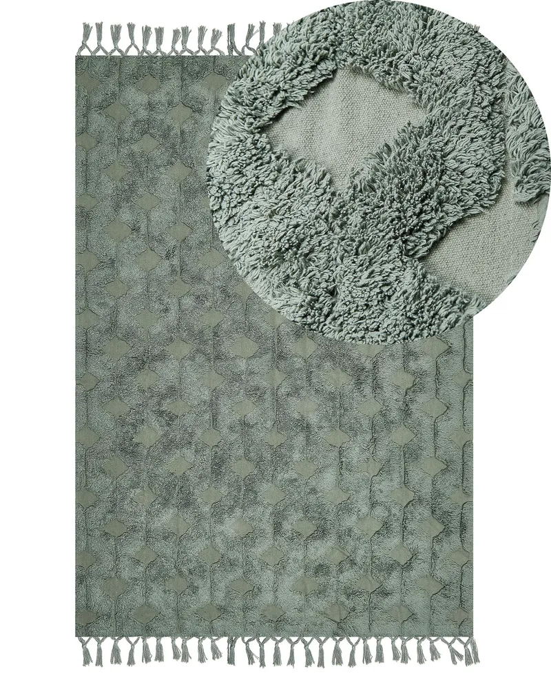 Cotton Area Rug 140 x 200 cm Vert jade KARS