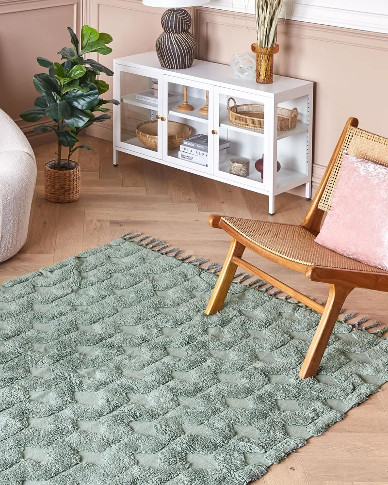Cotton Area Rug 140 x 200 cm Vert jade KARS