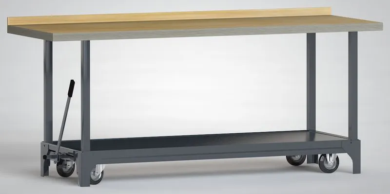 Etabli professionnel mobile KLW - 2000 x 700 x 871 mm L x l x H avec plan de travail multiplex en hêtre 2000 x 700 x 45 mm...