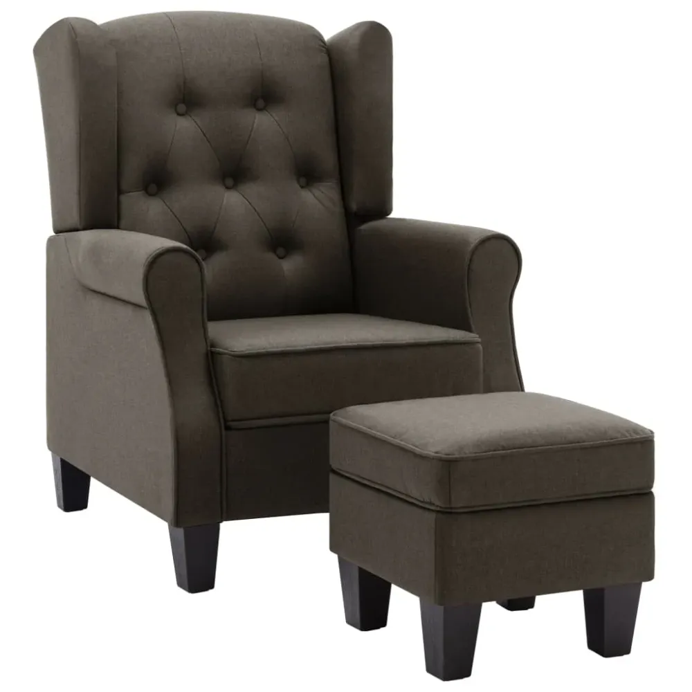 Fauteuil lounge design novateur avec repose-pieds taupe en tissu taupe DEC026845