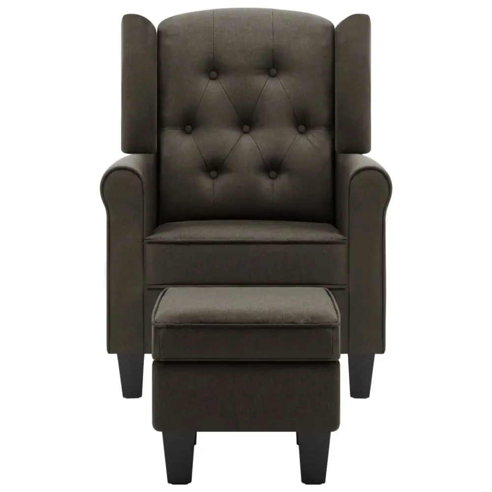 Fauteuil lounge design novateur avec repose-pieds taupe en tissu taupe DEC026845