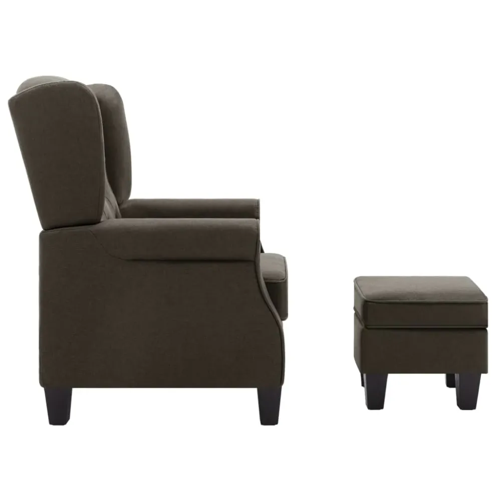 Fauteuil lounge design novateur avec repose-pieds taupe en tissu taupe DEC026845