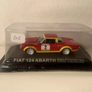 Fiat 124 Abarth rouge et jaune numéro 2 - rallye du Portugal de 1974 (blister)