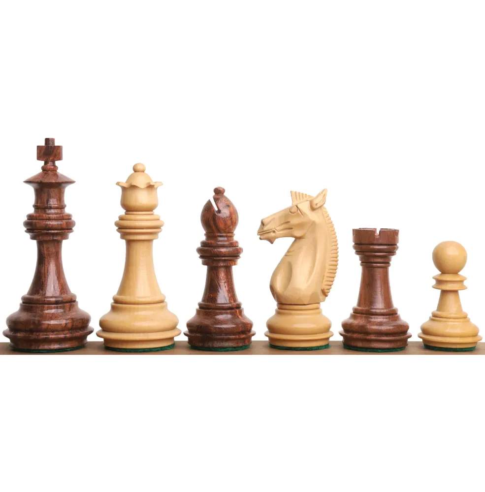 Jeu d'échecs 3.4" Meghdoot Series Staunton - Pièces d'échecs uniquement - Bois de rose doré lesté