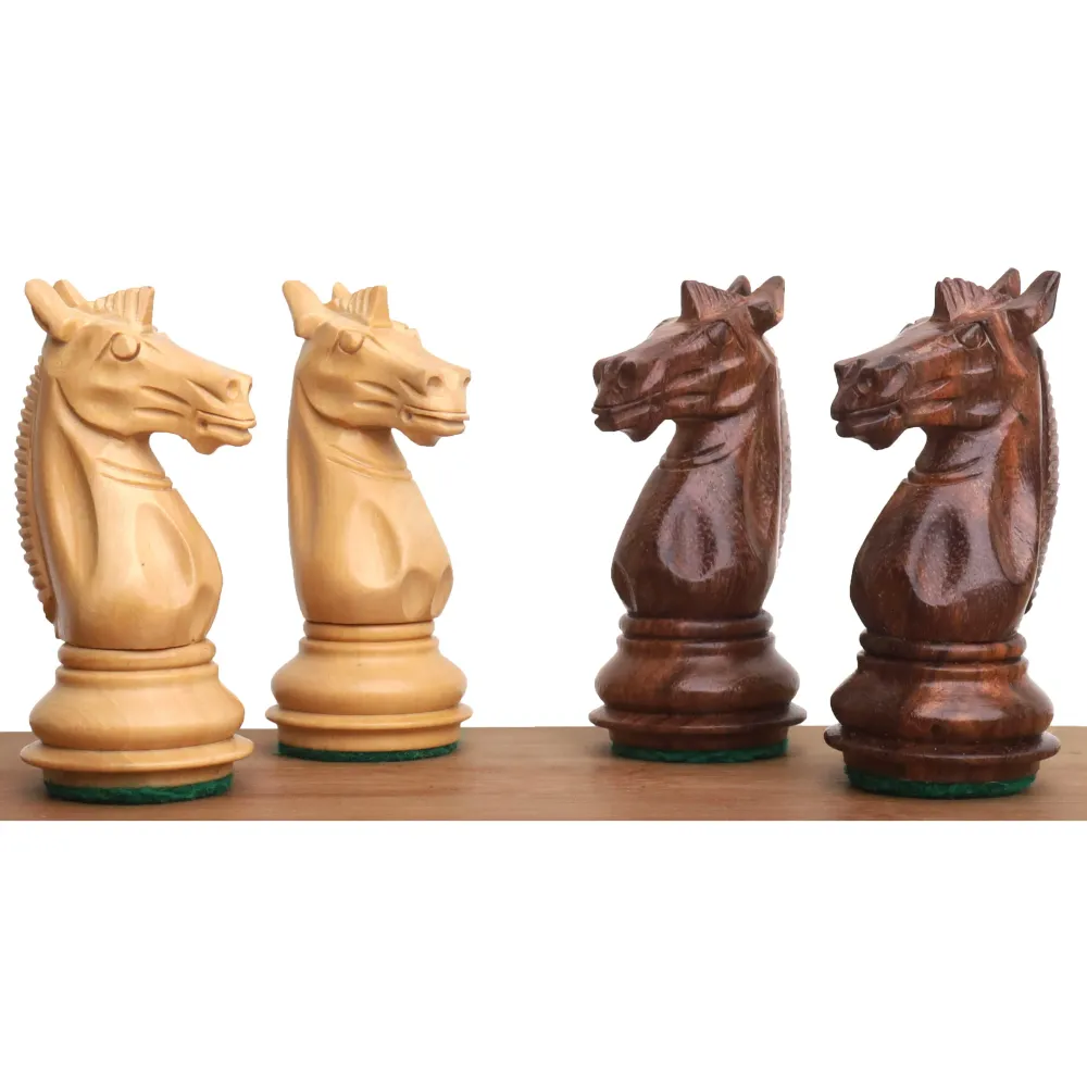 Jeu d'échecs 3.4" Meghdoot Series Staunton - Pièces d'échecs uniquement - Bois de rose doré lesté