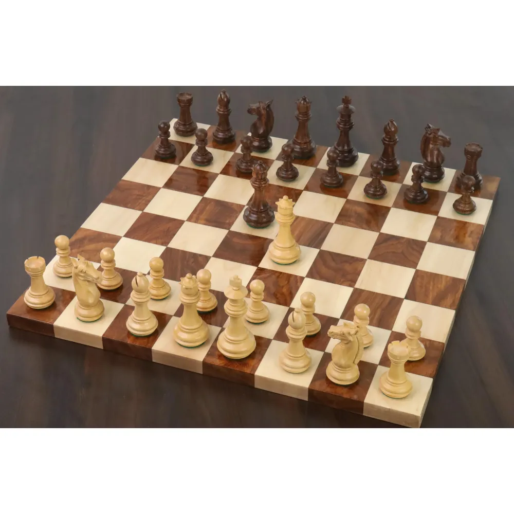 Jeu d'échecs 3.4" Meghdoot Series Staunton - Pièces d'échecs uniquement - Bois de rose doré lesté