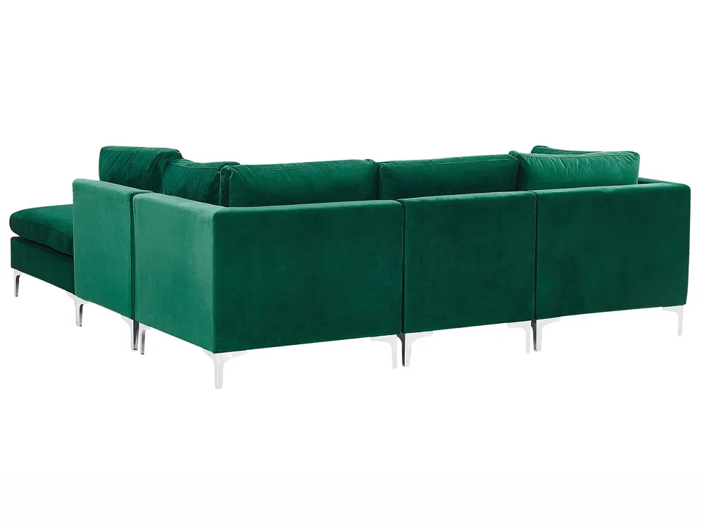 Left Hand 4 Seater Combinable Velvet Corner Sofa Ottoman Green EVJA
