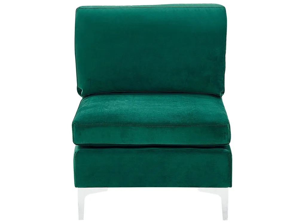 Left Hand 4 Seater Combinable Velvet Corner Sofa Ottoman Green EVJA