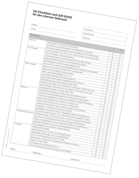 Liste de contrôle Eichner block HU selon §29 StVZO DIN A4 9036-00181 acquérir à bas prix