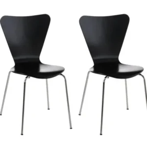 Lot de 4 chaises de séjour bureau en bois noir et métal CDS10114