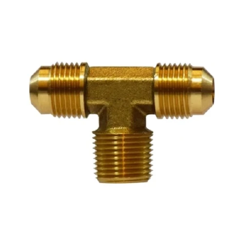 3/8" Male Flared X 1/4" Male NPTF Branch Tee SAE 45 Degree Laiton Fittings 10210