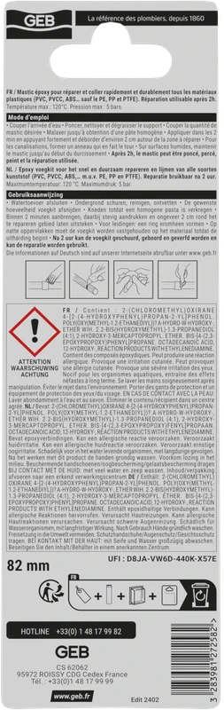 Mastic GEB distinctif réparation pour plastiques 82mm