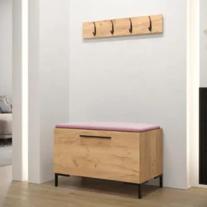Meuble d'entrée Hartford F108, 84x44cm, Craft chêne, Tapisserie|Stratifié