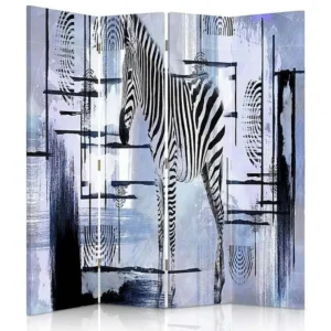 Paravent dans l'abstrait zebra 4 volets - 145 x 180 cm - 2 faces R° V°
