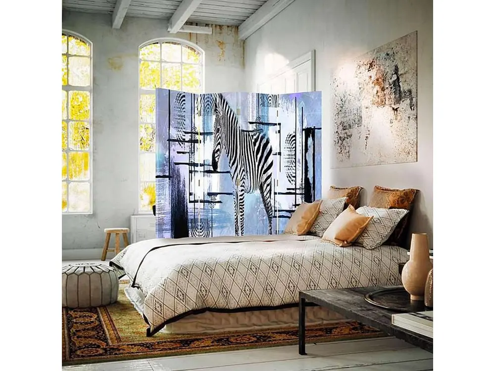 Paravent dans l'abstrait zebra 4 volets - 145 x 180 cm - 2 faces R° V°