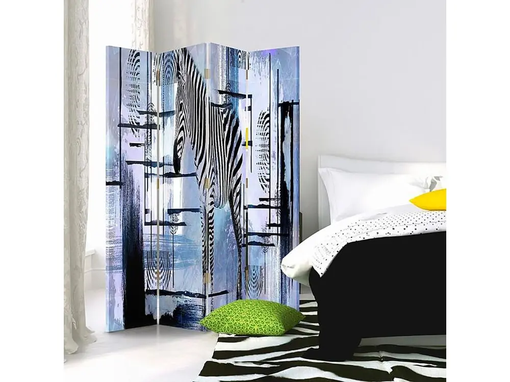 Paravent dans l'abstrait zebra 4 volets - 145 x 180 cm - 2 faces R° V°