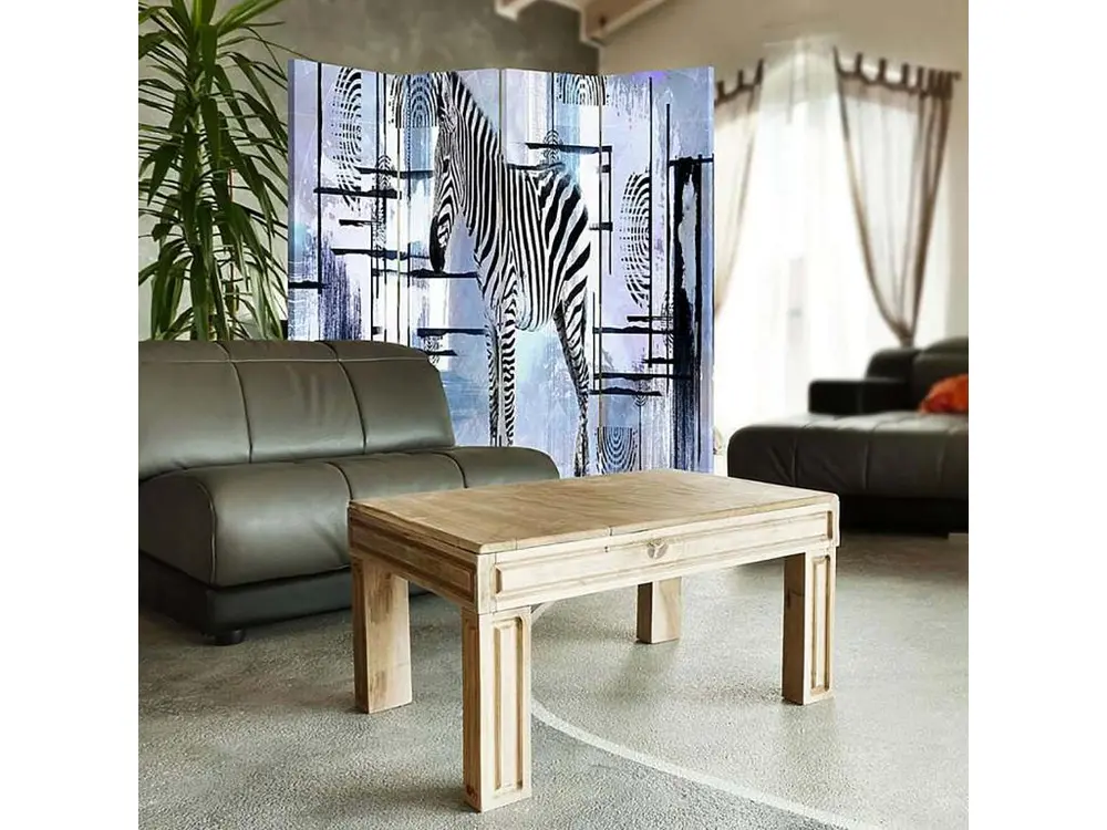 Paravent dans l'abstrait zebra 4 volets - 145 x 180 cm - 2 faces R° V°