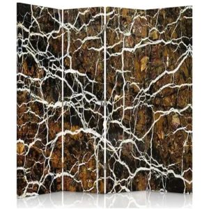 Paravent racines courbes 4 volets - 145 x 180 cm - 1 face déco, 1 face noir