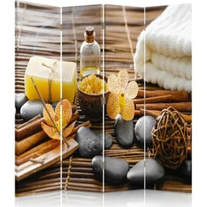 Paravent spa additifs 4 volets - 145 x 180 cm - 2 faces R° V°