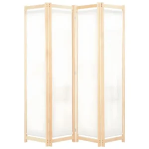 Paravent séparateur de pièce cloison de séparation décoration meuble 4 panneaux crème 160x4 cm tissu 0802081