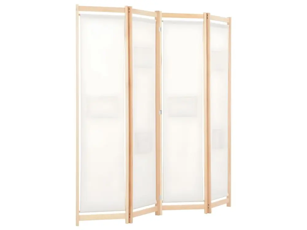 Paravent séparateur de pièce cloison de séparation décoration meuble 4 panneaux crème 160x4 cm tissu 0802081