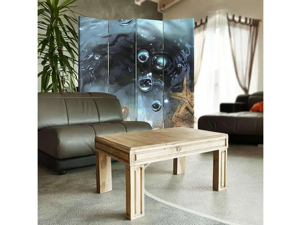 Paravent étoile de mer 4 panneaux 4 volets - 145 x 150 cm - 2 faces R° V° + rotation 360°