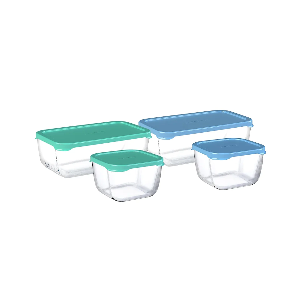 Pasabahce Snowbox 4 Piece Combo Blue & Vert olive