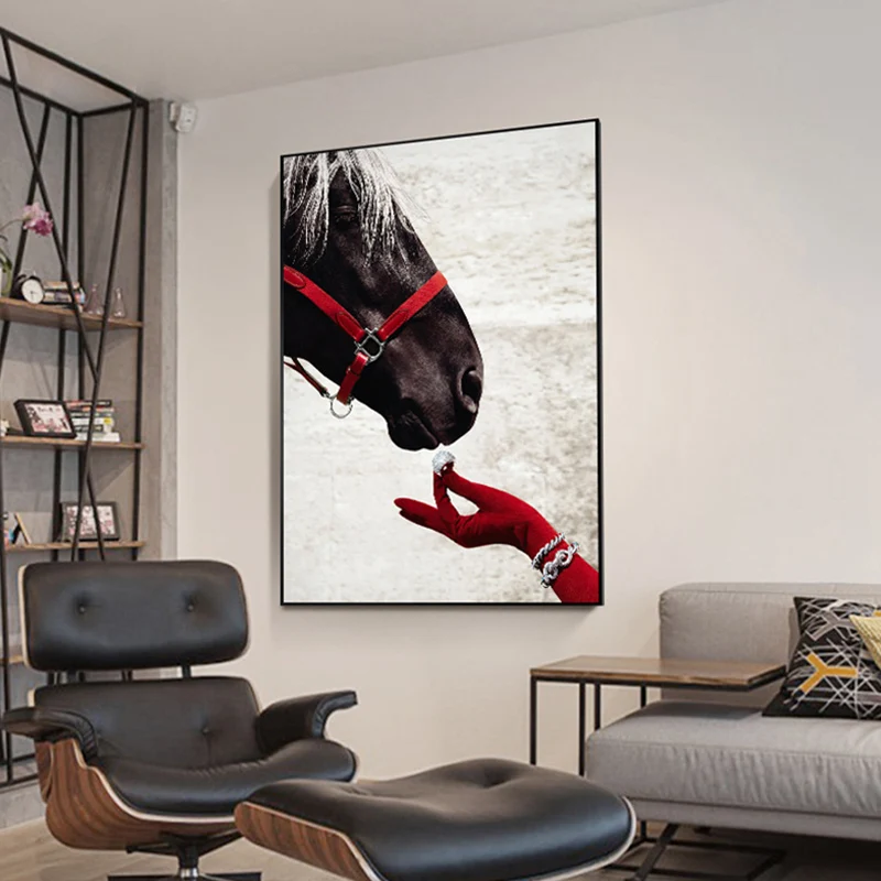 Peinture contemporaine avec vue sur la tête de cheval, toile texturée marron, décor artistique mural pour chambre d'amis