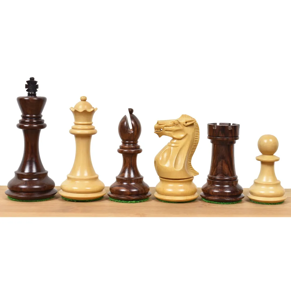4.1" Pro Staunton Bois brut Chess Set- Chess Pieces Only - Weighted Rosewood - Warehouse Clearance - Europe Shipping Only