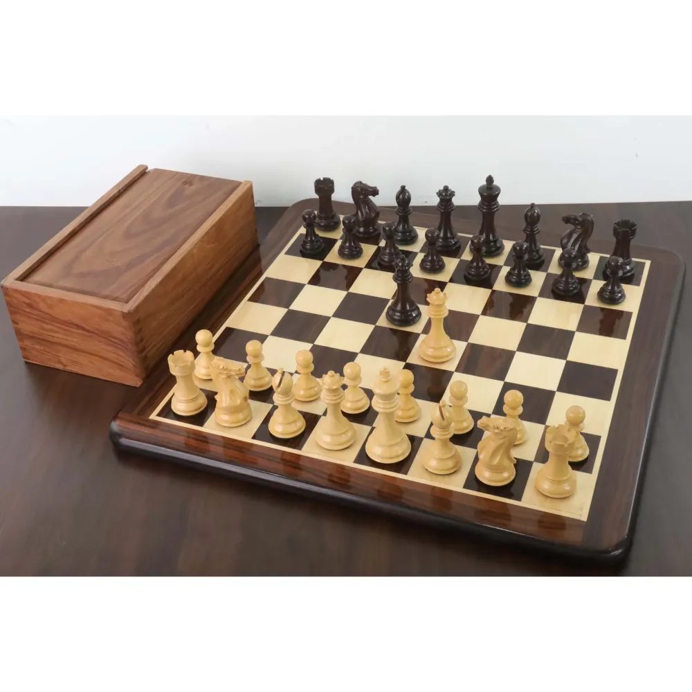 4.1" Pro Staunton Bois brut Chess Set- Chess Pieces Only - Weighted Rosewood - Warehouse Clearance - Europe Shipping Only