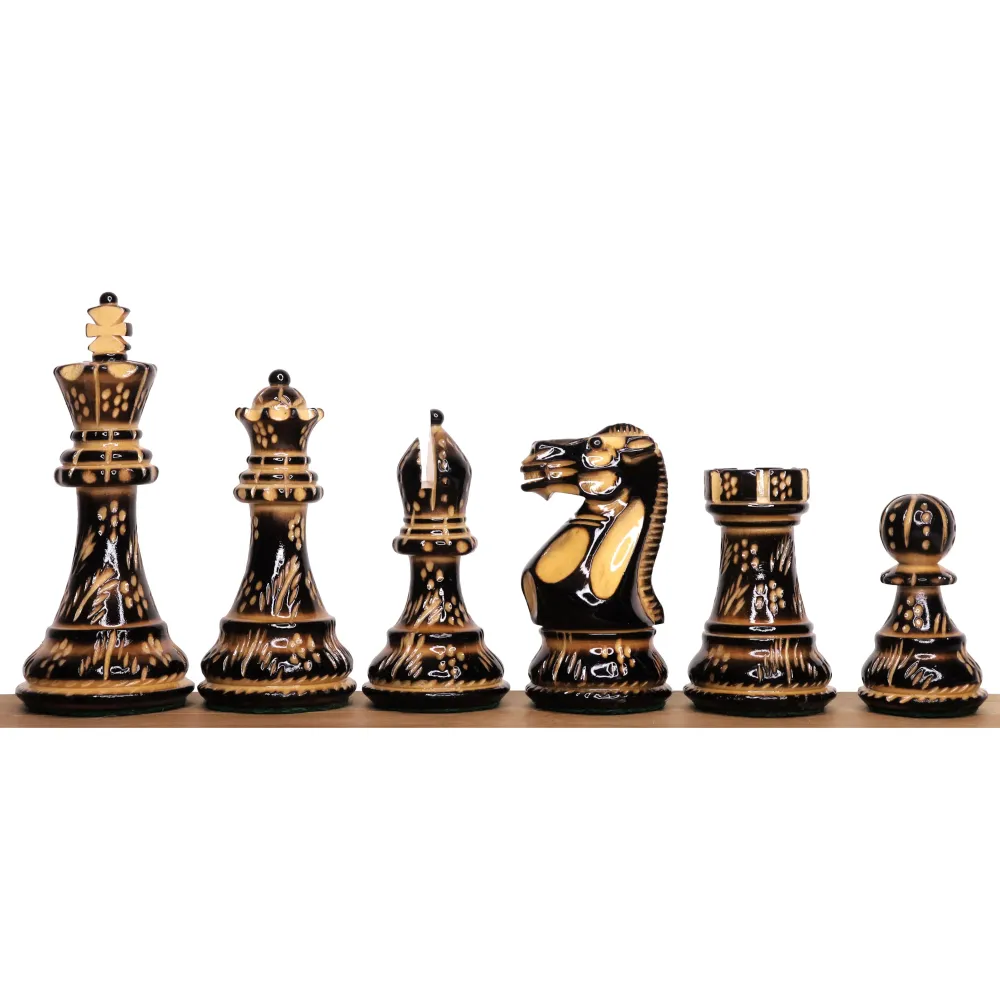 4" Qualifié Staunton Hand Carved Chess Set- Chess Pieces Only- Gloss finish Boxwood - Warehouse Clearance - Europe Shippin...