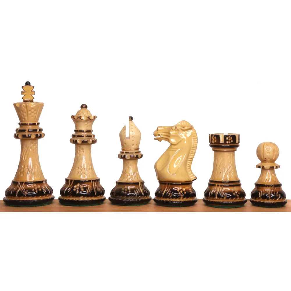 4" Qualifié Staunton Hand Carved Chess Set- Chess Pieces Only- Gloss finish Boxwood - Warehouse Clearance - Europe Shippin...