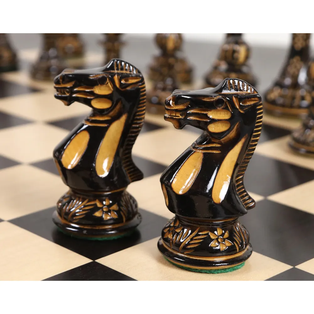 4" Qualifié Staunton Hand Carved Chess Set- Chess Pieces Only- Gloss finish Boxwood - Warehouse Clearance - Europe Shippin...