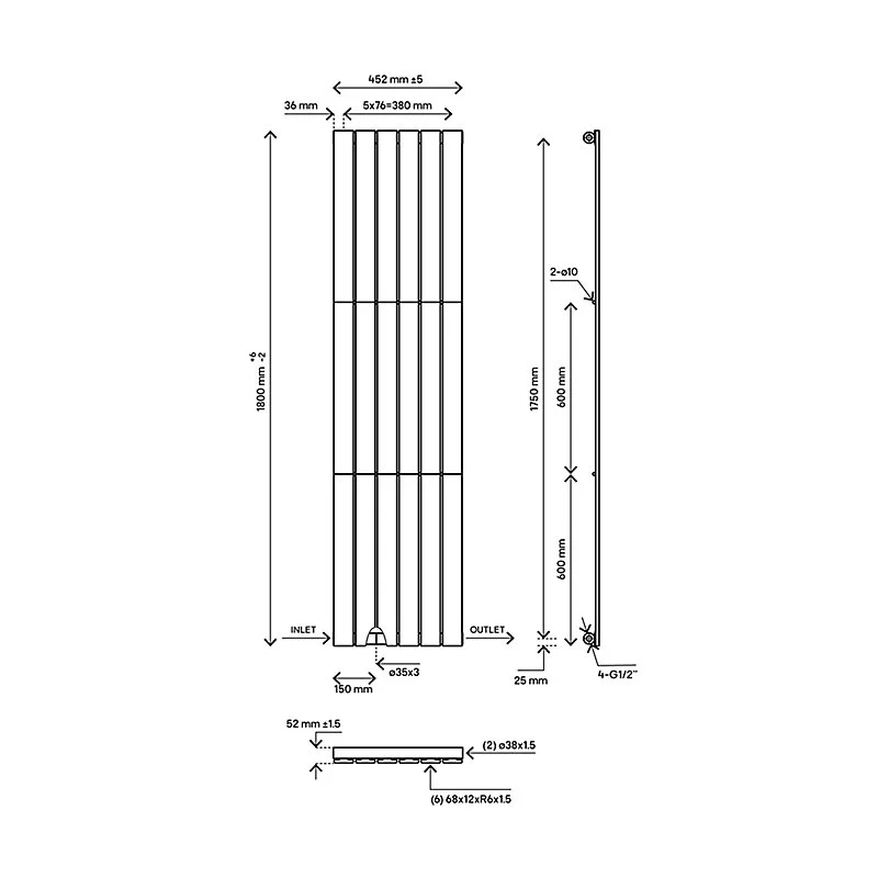 Radiateur eau chaude Blyss Faringdon blanc 762W vertical