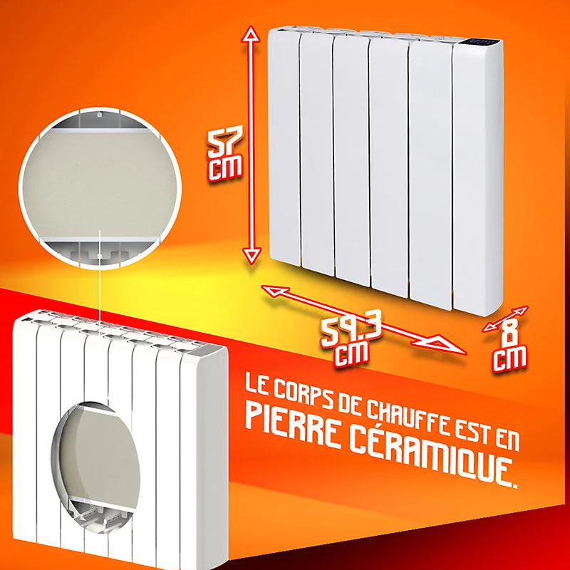Radiateur inertie céramique 1500 W - Tiède Tech