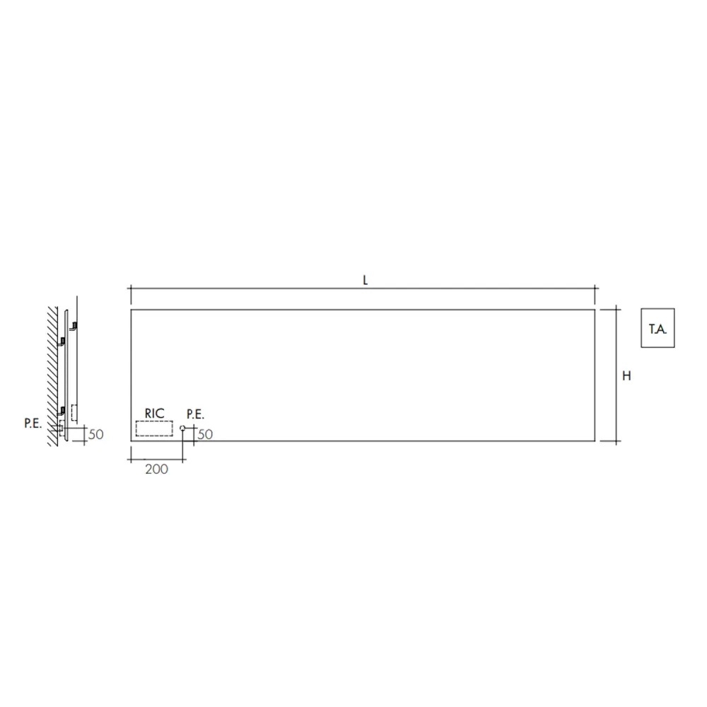 Radiateur électrique à plaque horizontale Scirocco modèle TermoCrea Blanc 510x1800 mm