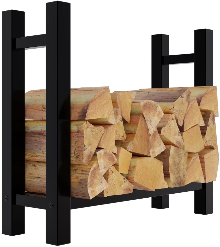 Range-bûches support bois de cheminée pour intérieur pieds carrés 80x80 cm en métal noir 10_0003567