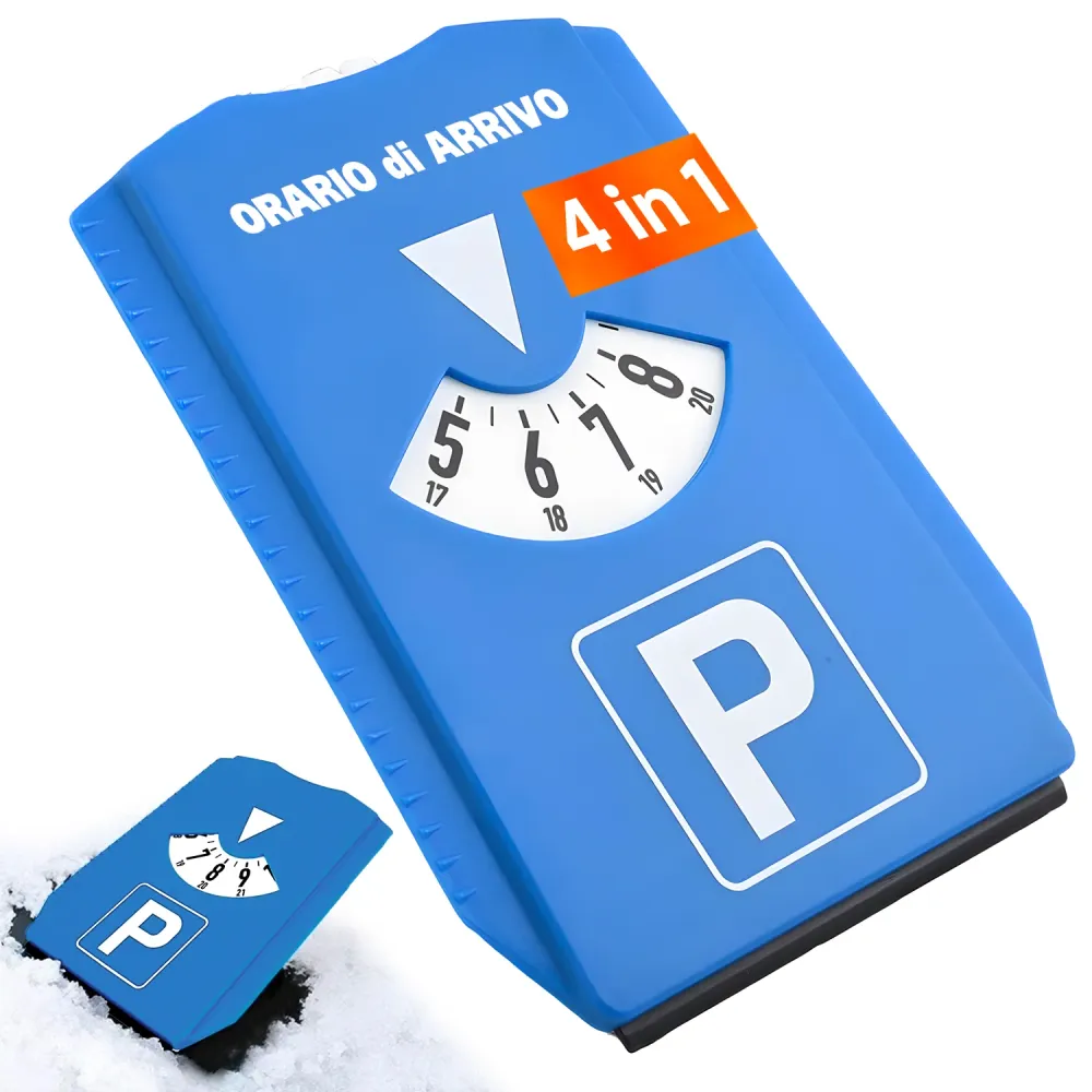 Raschiaghiaccio 2 1 Tre Lati Con Disco Orario Per Auto 12x15,5cm