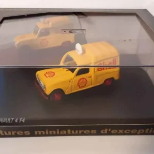 Renault 4F4 jaune avec logo SHELL (boite rectangle) - voiture miniature d'exception